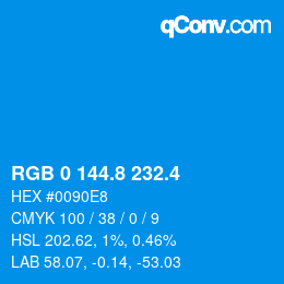 カラーコード: RGB 0 144.8 232.4 | qconv.com