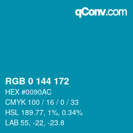 Color code: RGB 0 144 172 | qconv.com