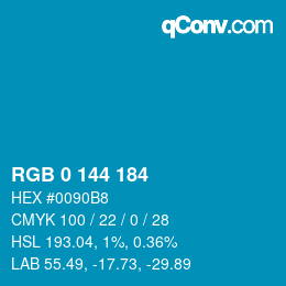 カラーコード: RGB 0 144 184 | qconv.com