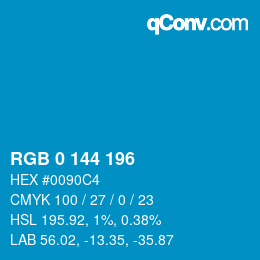 Color code: RGB 0 144 196 | qconv.com