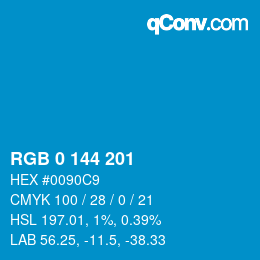 Color code: RGB 0 144 201 | qconv.com