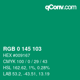 Farbcode: RGB 0 145 103 | qconv.com