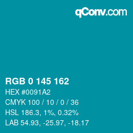 Color code: RGB 0 145 162 | qconv.com