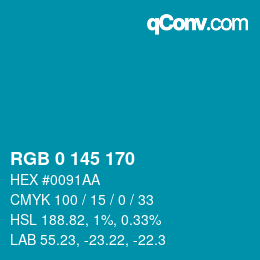 Color code: RGB 0 145 170 | qconv.com