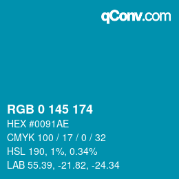 Color code: RGB 0 145 174 | qconv.com