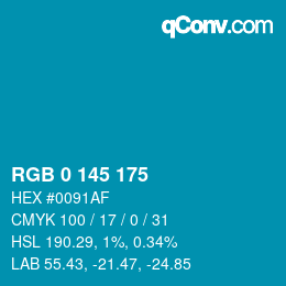 Color code: RGB 0 145 175 | qconv.com