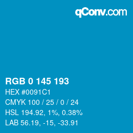 Color code: RGB 0 145 193 | qconv.com