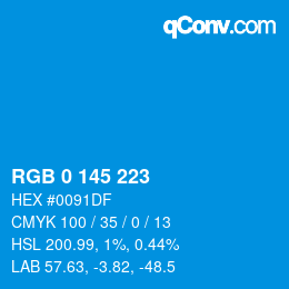 Color code: RGB 0 145 223 | qconv.com