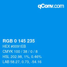 Color code: RGB 0 145 235 | qconv.com