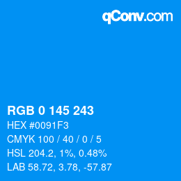 Color code: RGB 0 145 243 | qconv.com