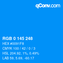 Color code: RGB 0 145 248 | qconv.com
