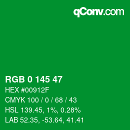 Color code: RGB 0 145 47 | qconv.com