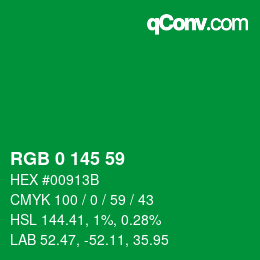 Color code: RGB 0 145 59 | qconv.com