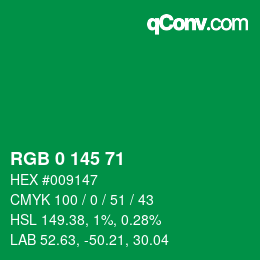 Color code: RGB 0 145 71 | qconv.com