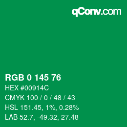 Color code: RGB 0 145 76 | qconv.com