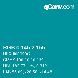 Color code: RGB 0 146.2 156 | qconv.com