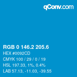 カラーコード: RGB 0 146.2 205.6 | qconv.com