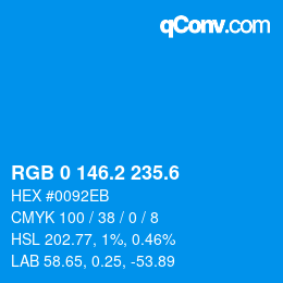 カラーコード: RGB 0 146.2 235.6 | qconv.com