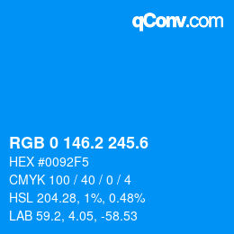 カラーコード: RGB 0 146.2 245.6 | qconv.com