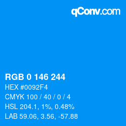 Color code: RGB 0 146 244 | qconv.com