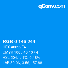 Color code: RGB 0 146 244 | qconv.com