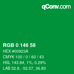 Color code: RGB 0 146 58 | qconv.com