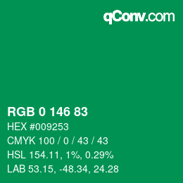 Color code: RGB 0 146 83 | qconv.com