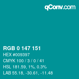 Color code: RGB 0 147 151 | qconv.com