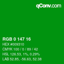 Color code: RGB 0 147 16 | qconv.com
