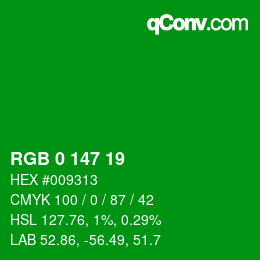 Color code: RGB 0 147 19 | qconv.com