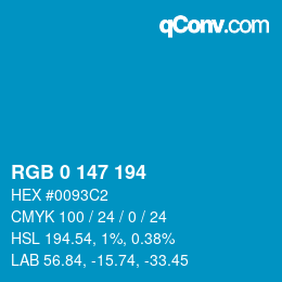 Color code: RGB 0 147 194 | qconv.com