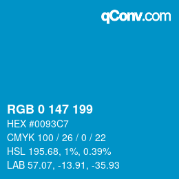 Color code: RGB 0 147 199 | qconv.com