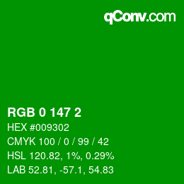 Color code: RGB 0 147 2 | qconv.com