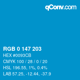 Color code: RGB 0 147 203 | qconv.com