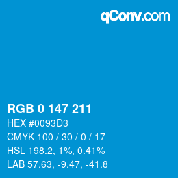 Color code: RGB 0 147 211 | qconv.com