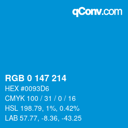 Farbcode: RGB 0 147 214 | qconv.com
