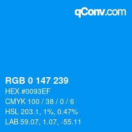 Color code: RGB 0 147 239 | qconv.com