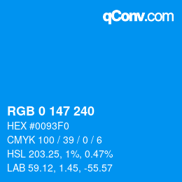 Color code: RGB 0 147 240 | qconv.com