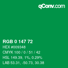 Color code: RGB 0 147 72 | qconv.com