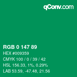 Color code: RGB 0 147 89 | qconv.com