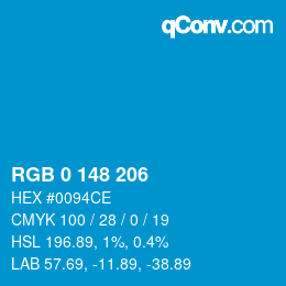 カラーコード: RGB 0 148 206 | qconv.com