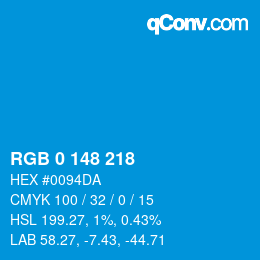 Color code: RGB 0 148 218 | qconv.com