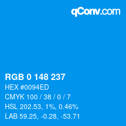 Color code: RGB 0 148 237 | qconv.com