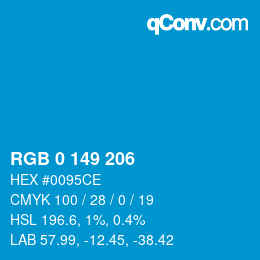 Color code: RGB 0 149 206 | qconv.com