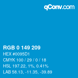 Color code: RGB 0 149 209 | qconv.com