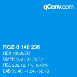 Color code: RGB 0 149 236 | qconv.com