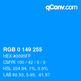 Color code: RGB 0 149 255 | qconv.com