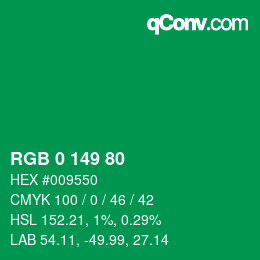 Color code: RGB 0 149 80 | qconv.com