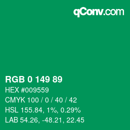 Color code: RGB 0 149 89 | qconv.com