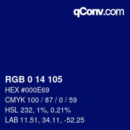 Color code: RGB 0 14 105 | qconv.com
